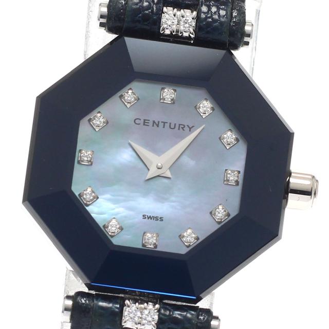 センチュリー CENTURY 802.5.S.17.51.TBL タイムジェム K18WG 12Pダイヤ 4Pラグダイヤ クォーツ レディース 保証書付き_945421