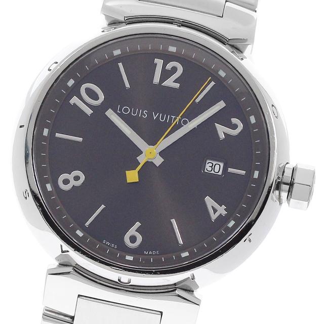 ルイ・ヴィトン LOUIS VUITTON Q1111 タンブール デイト クォーツ メンズ 内箱付き_950564
