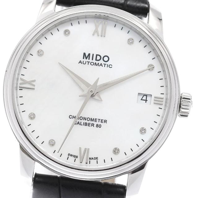 ミドー MIDO M027.207.36.106 バロンチェッリ デイト 8Pダイヤ 自動巻き レディース 美品 保証書付き_953502