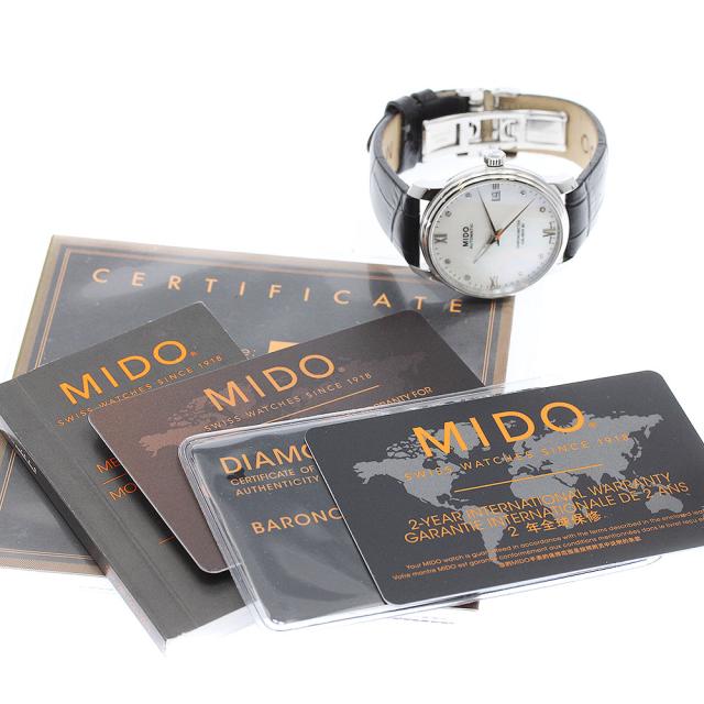 ミドー MIDO M027.207.36.106 バロンチェッリ デイト 8Pダイヤ 自動巻き レディース 美品 保証書付き_953502