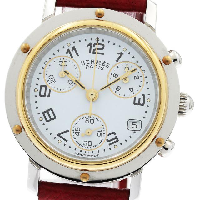 エルメス HERMES CL1.320 クリッパークロノ デイト クォーツ レディース 内箱・保証書付き_952476