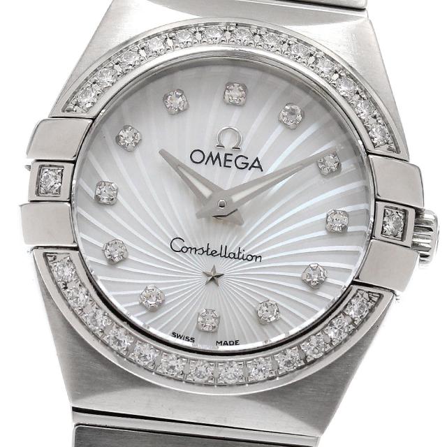 オメガ OMEGA 123.15.24.60.55.00？4 コンステレーション 12P ダイヤベゼル シェル文字盤 クォーツ レディース _950649