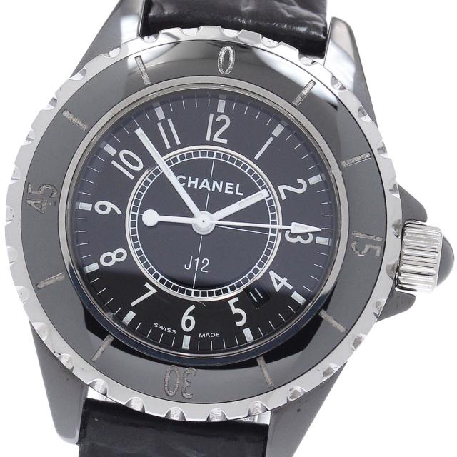 シャネル CHANEL H0680 J12 黒セラミック デイト クォーツ レディース 良品 _954181