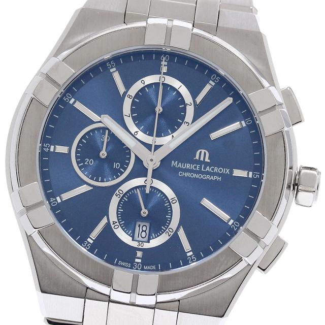 モーリスラクロア MAURICE LACROIX AI1118-SS002-4301-1 アイコン クロノグラフ デイト クォーツ メンズ 良品 内箱・保証書付き_955556