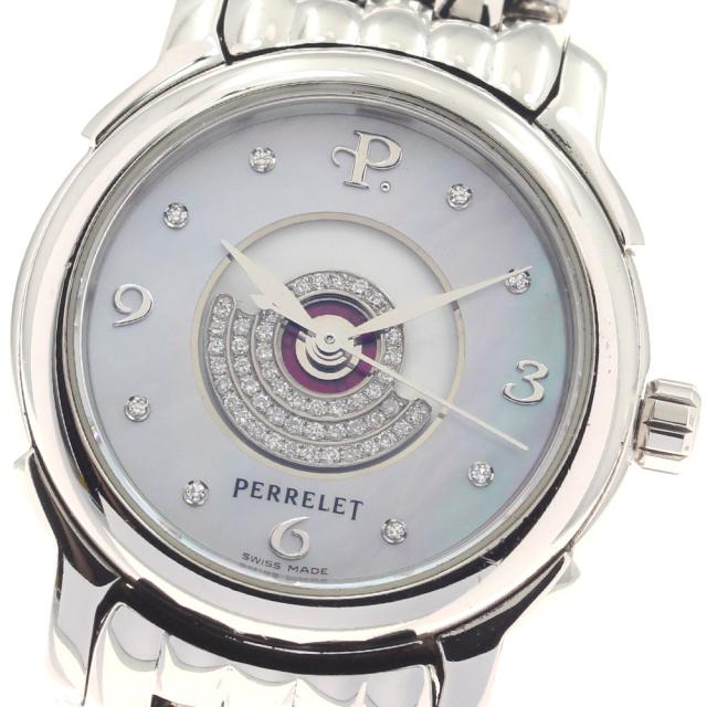 ペルレ PERRELET レディテンペスト 8Pダイヤ ダブルローター 自動巻き レディース 良品 _956950