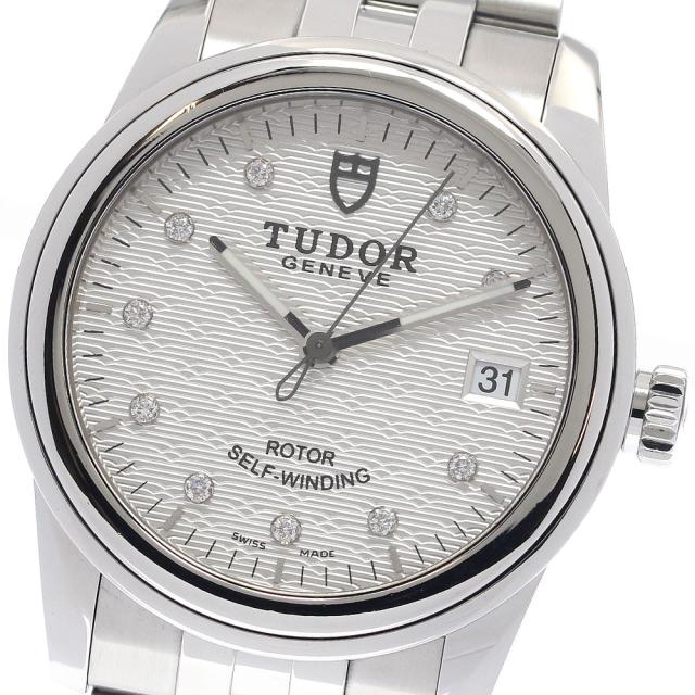 チュードル TUDOR 55000 グラマー デイト 10Pダイヤ 自動巻き メンズ 良品 保証書付き_951923