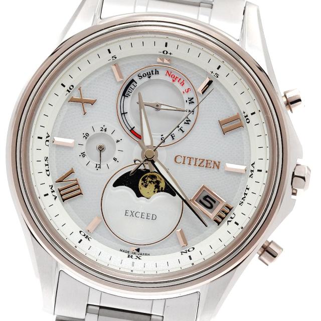 シチズン CITIZEN BY1026-65A/H874-004JJ02 エクシード デイデイト ムーンフェイズ ソーラー電波 メンズ 極美品 箱・保証書付き_958351