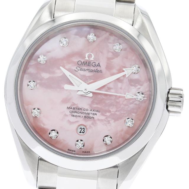 オメガ OMEGA 231.10.34.20.57.003 シーマスター アクアテラ 12Pダイヤ デイト 自動巻き レディース 良品 保証書付き_958889