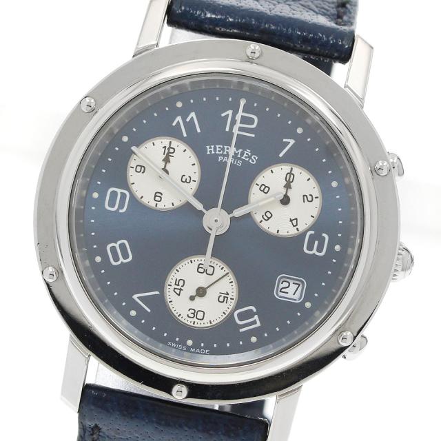 ベルト訳あり エルメス HERMES CL1.910 クリッパークロノ デイト クォーツ メンズ _959434