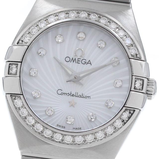 オメガ OMEGA 123.15.24.60.55.002 コンステレーション 12P ダイヤベゼル シェル文字盤 クォーツ レディース 良品 _958795