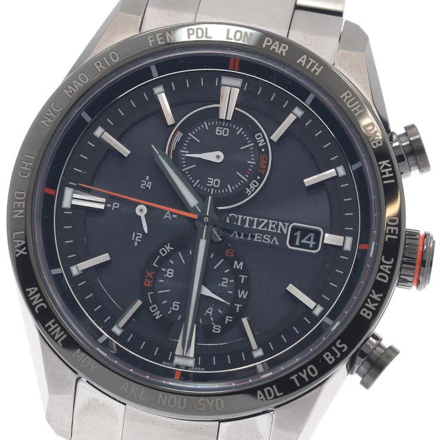 シチズン CITIZEN AT8189-61E/H800-71CN206 アテッサ アクトライン エコドライブ ソーラー電波 メンズ 美品 内箱付き_958222