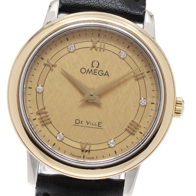 オメガ OMEGA 424.23.27.60.58.001 デビル プレステージ K18YGベゼル 6Pダイヤ クォーツ レディース 良品 _959977