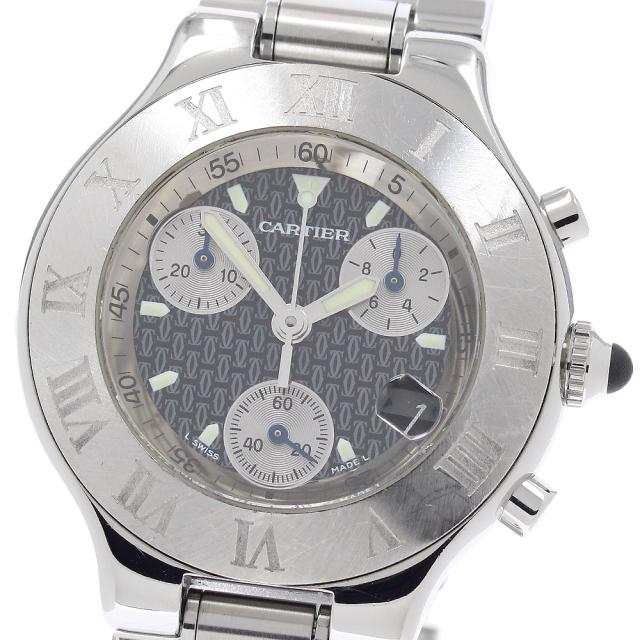 カルティエ CARTIER W10125U2 クロノスカフ デイト クォーツ メンズ 保証書付き_947201