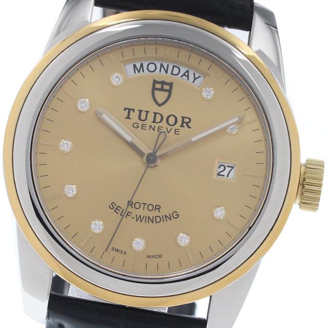 チュードル TUDOR 56003 グラマー デイトデイ YGベゼル 10Pダイヤ 自動巻き メンズ 良品 _956390