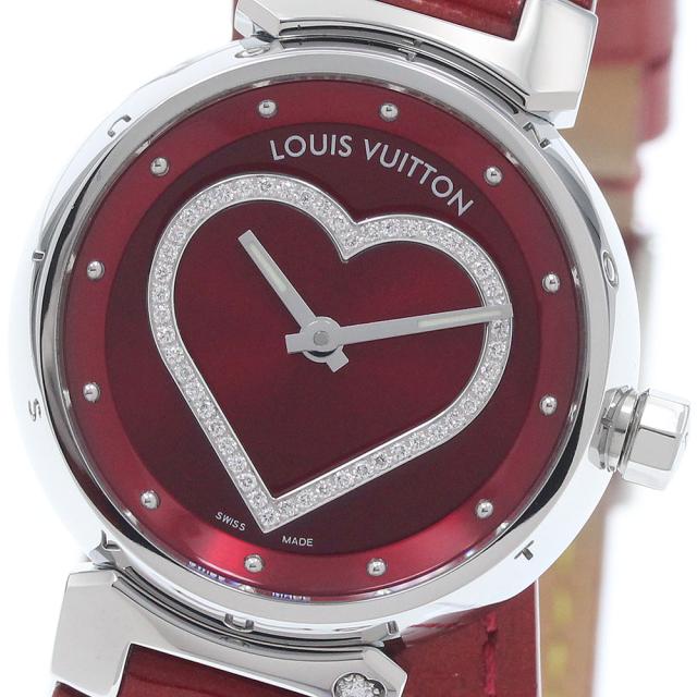 ルイ・ヴィトン LOUIS VUITTON Q121Z タンブール ハートダイヤ クォーツ レディース 良品 箱付き_958756