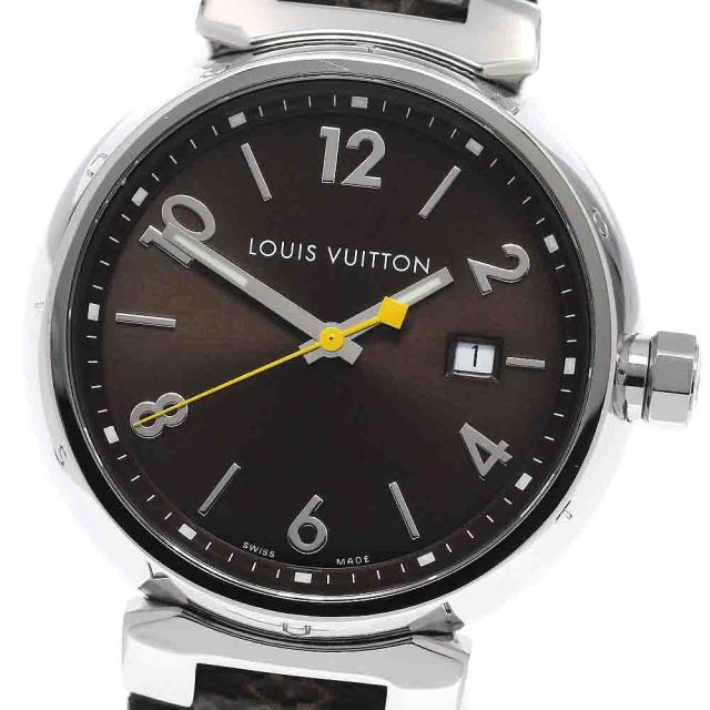 ルイ・ヴィトン LOUIS VUITTON Q1111 タンブール デイト クォーツ メンズ _957128