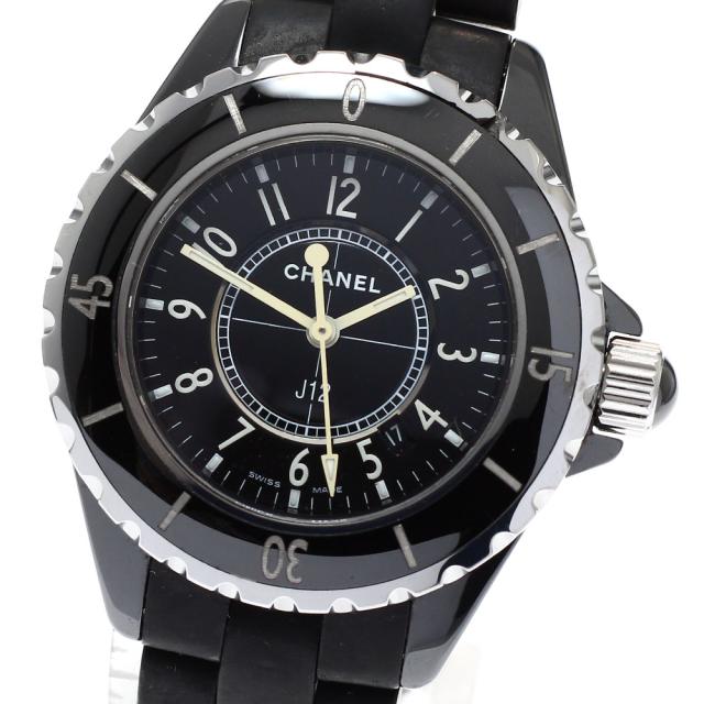 訳あり シャネル CHANEL H0681 J12 黒セラミック デイト クォーツ レディース _950976