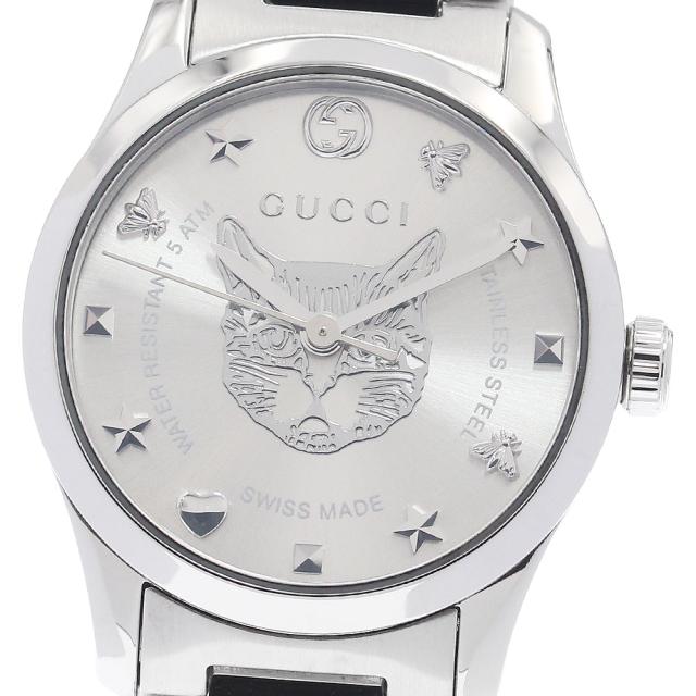グッチ GUCCI 126.5/YA126595 Gタイムレス キャット クォーツ レディース 良品 箱・保証書付き_953493