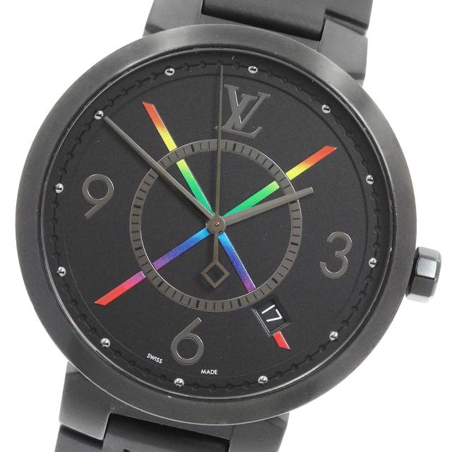 ルイ・ヴィトン LOUIS VUITTON QA113 タンブールスリム レインボー クォーツ メンズ _917662