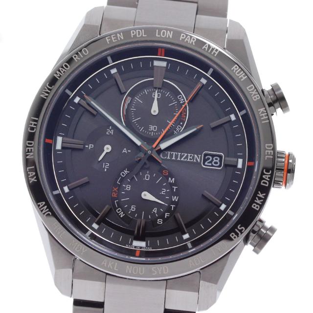 シチズン CITIZEN H800-T025871/AT8185-62E アクトライン ブラックチタン エコドライブ ソーラー電波 メンズ 極美品 箱・保証書付き_962255