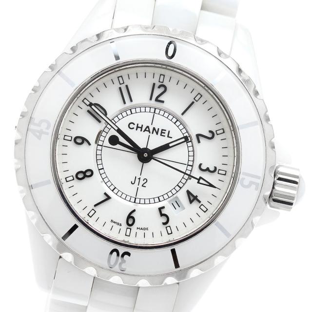 シャネル CHANEL H0968 J12 33ｍｍ 白セラミック デイト クォーツ レディース _961454