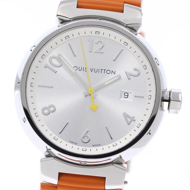 ルイ・ヴィトン LOUIS VUITTON Q111E タンブール デイト クォーツ メンズ 良品 保証書付き_961594