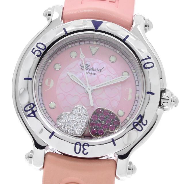 ショパール Chopard 27/8951 ハッピースポーツ ハートダイヤ ピンクサファイア クォーツ レディース _964947