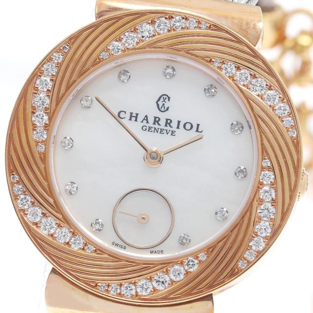 シャリオール CHARRIOL ST30.2 サントロペ ダイヤベゼル 11Pダイヤ クォーツ レディース 良品 _962378
