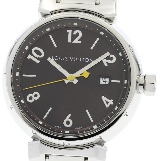 ルイ・ヴィトン LOUIS VUITTON Q1111 タンブール デイト クォーツ メンズ 良品 内箱付き_956586