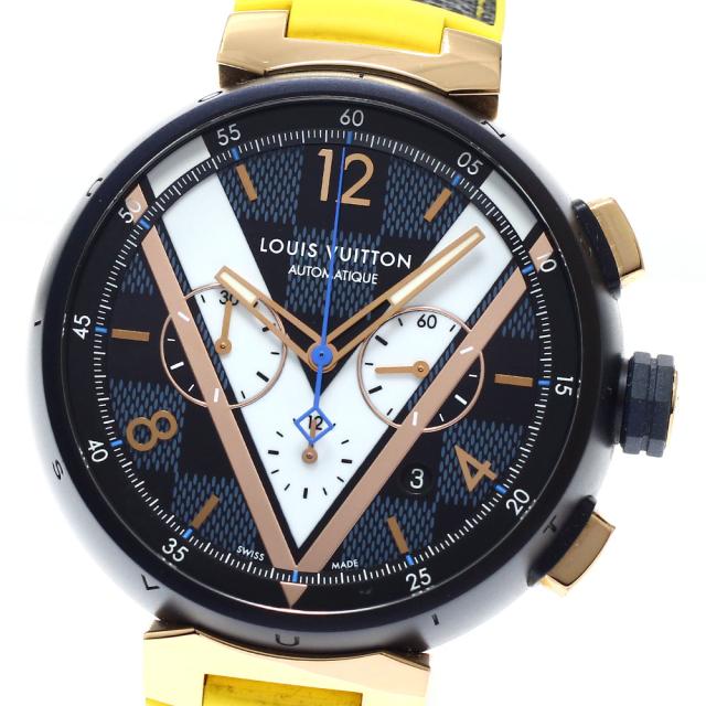 ルイ・ヴィトン LOUIS VUITTON QA090 タンブール ダミエコバルト クロノグラフ 自動巻き メンズ 箱・保証書付き_961264 287,001円