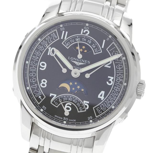 ロンジン LONGINES L2.764.4 サンティミエ レトログラード ムーンフェイズ 自動巻き メンズ 良品 保証書付き_968437