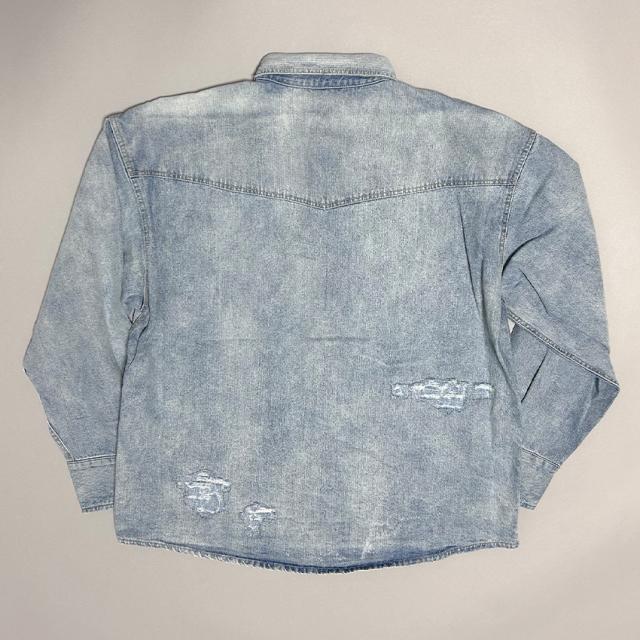 デニムシャツ メンズ 長袖 ヴィンテージ加工 ダメージ加工 アメカジ