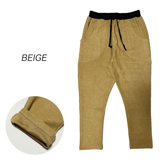ジョガーパンツ メンズ 起毛 ウール調 サルエルパンツ イージーパンツ