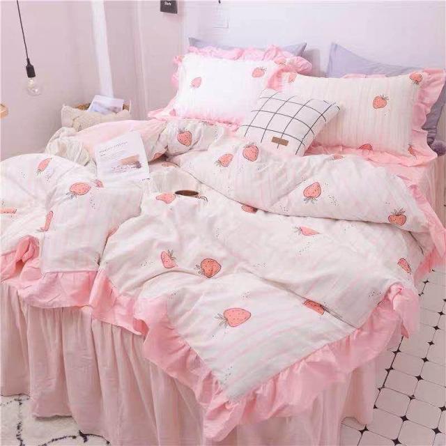 寝具 カバー ピンク いちご柄 春 新生活 ベッドルーム 一人暮らし B303