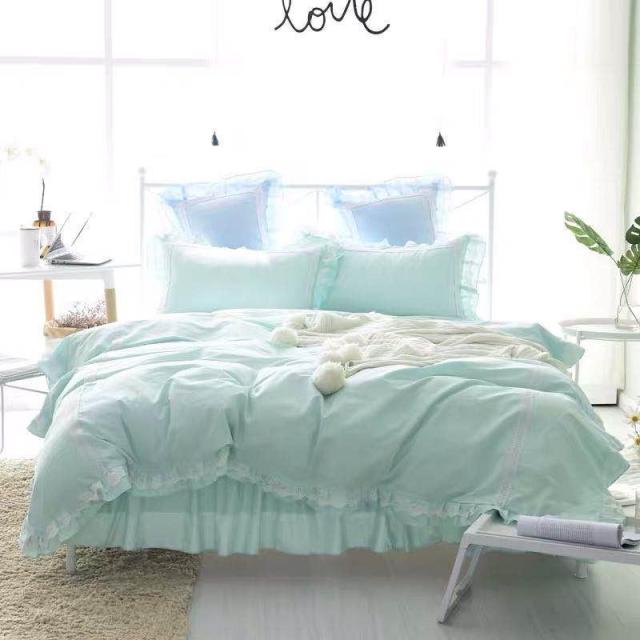 寝具 カバー セット ベッドルーム ミントグリーン シンプルレース 一人暮らし B310 23,100円