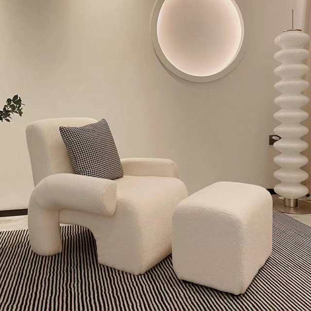 ソファ ソファー 自社製品 １人掛け　オットマンあり 可愛い　ホワイト　ベロア調ソファー 1人掛け シングルファー コーデュロイ 天然木 北欧 可愛い　ホワイト