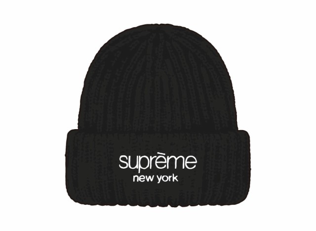 Supreme Classic Logo Chunky Ribbed Beanie Black シュプリーム クラシック ロゴ チャンキー リブド ビーニー ブラック