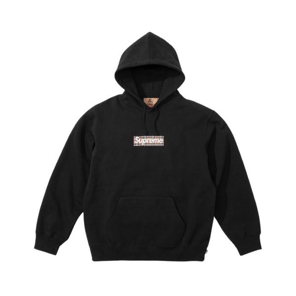 Supreme Burberry Box Logo Hooded Sweatshirt Black シュプリーム バーバリー ボックス ロゴ フーディー スウェットシャツ ブラック 正