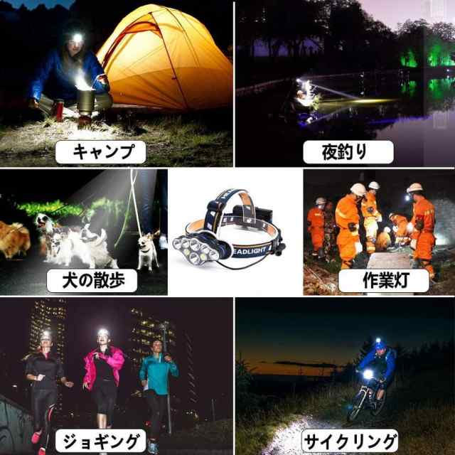 当日発送 LEDヘッドライト 充電式 高輝度 ヘッドランプ 18000ルーメン