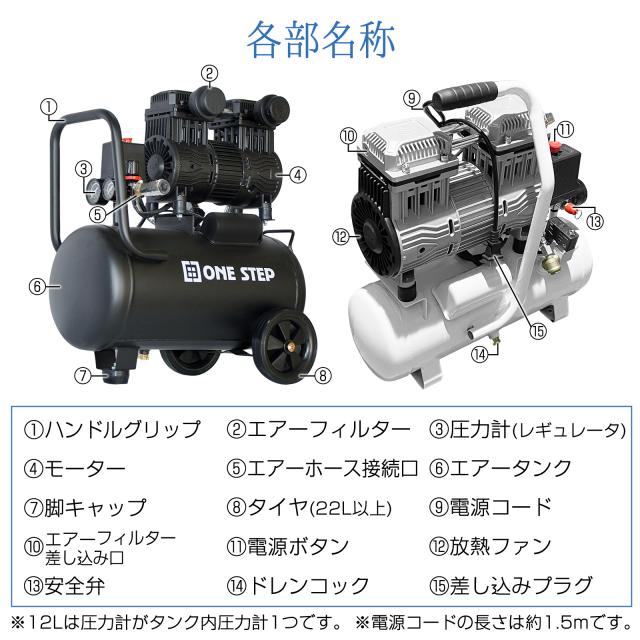 エアーコンプレッサー 100v 車 静音 オイルレス 圧力計 業務用 30l 最強 大容量 エアーツール 工具 コンプレッサー_16