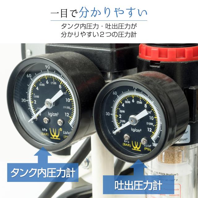 エアーコンプレッサー 100v 車 静音 オイルレス 圧力計 業務用 30l 最強 大容量 エアーツール 工具 コンプレッサー_6