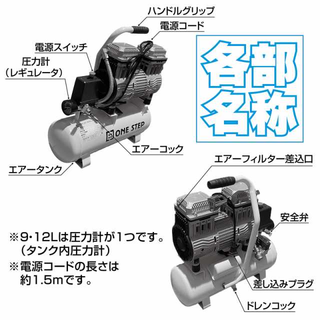 エアーコンプレッサー 100v 車 静音 オイルレス 圧力計 業務用 40l 最強 大容量 エアー