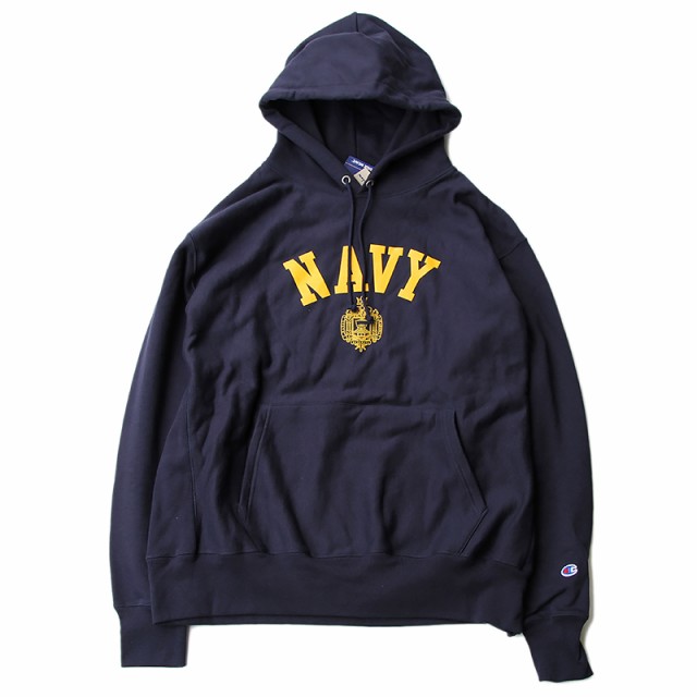 Champion 「USNA ISSUE OFFICIAL PRINT」 R/W HOODED SWEAT NAVY チャンピオン Reverse Weave リバースウィーブ パーカー フード スウェ