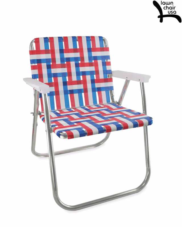 LAWN CHAIR USA OLD GLORY PICNIC WITH WHITE ARMS FOLDING CHAIR 「Made in U.S.A」 PUW0202 TRICOLOR ローン チェア オールドグローリの通販は