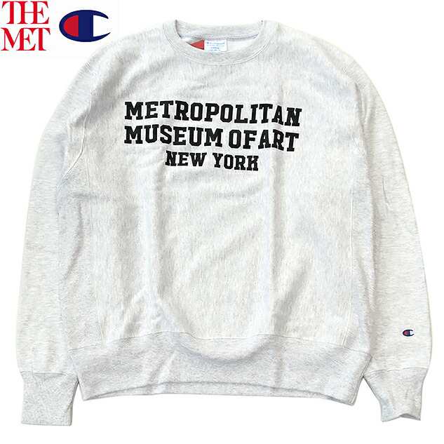 Champion REVERSE WEAVE 「THE MET OFFICIAL PRINT LOGO CREW SWEAT」 The Metropolitan Museum of Art R/W SILVER GREY チャンピオン メ