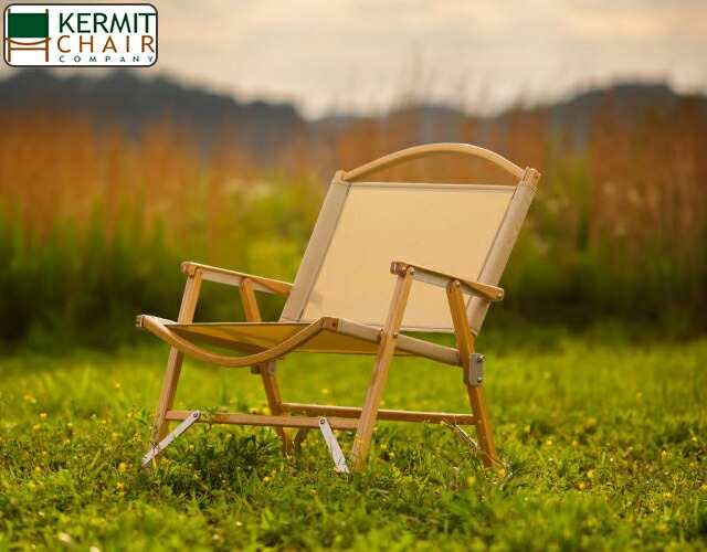 Kermit Chair Standard Oak Camping Fold 「Made in U.S.A」 Beige