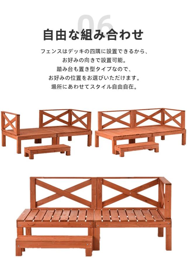 ウッドデッキ 天然木 キット 7点セット 0.5坪 ウッドパネル レッド