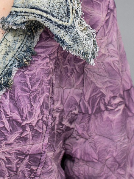 送料無料！送料込　原宿系・ストリート系！個性派　目立ち度MAX！インパクトありのダメージ加工デザイン デニム生地切替ジャケット アウター　トップス