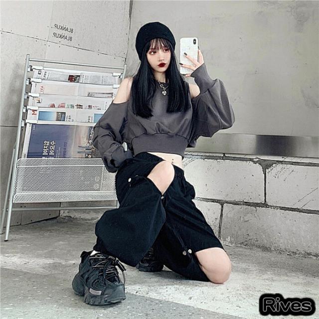 オフショルダー トレーナー レディース ショート丈 黒 ブラック 古着 ダンス イベント 衣装 韓国ファッション 楽天ファッション 送料の通販はau Pay マーケット 韓国ファッション Rives