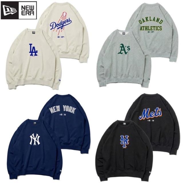 メンズ ニューエラ NEWERA 裏毛 トレーナー スウェット MLB メジャーリーグ プリント バックロゴ  長袖 ドジャース アスレチックス ヤンキース メッツ レディース ユニセックス